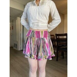 Nanette Lepore Women’s 100% Silk Color Casual Shorts High Rise Zipback Size 6